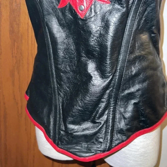 Alter Ego Black/Red Goth Renaissance Lamb Leather Lace Up Corset 34 - Picture 6 of 16